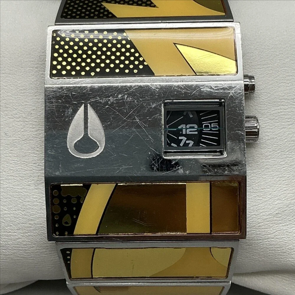 Nixon The Rotolog Mens Watch 35mm Black Dial Yellow Bracelet Not Running